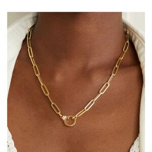 Sorellina 18k Yellow Gold Paperclip Chain Necklace with Diamonds, 18”